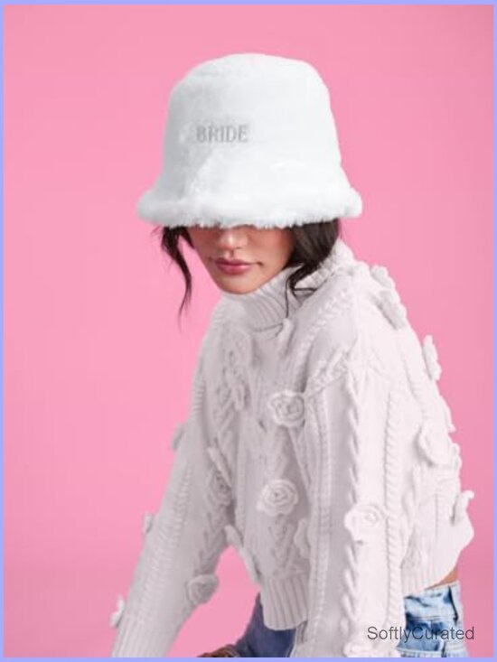 Faux Fur Bride Bucket Hat for Bachelorette Party main image 5